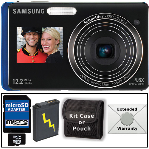 Samsung DualView TL220 Digital Camera with Deluxe Accessory Kit (Blue)