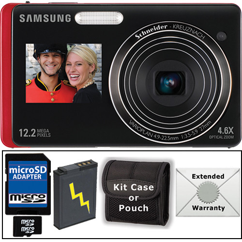 Samsung DualView TL220 Digital Camera with Deluxe Accessory Kit (Red)