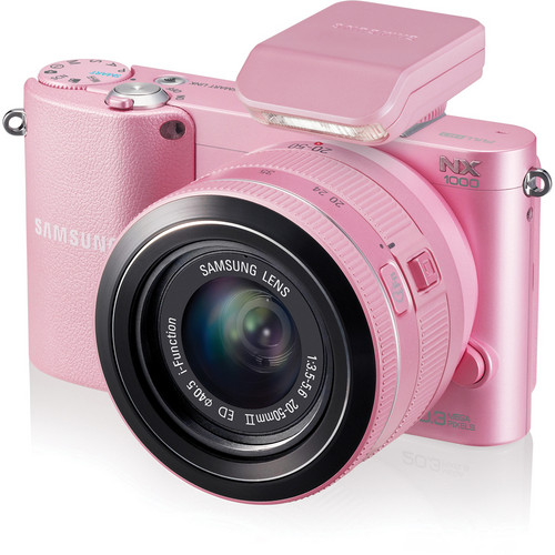 Samsung NX1000 Mirrorless Wi-Fi Digital Camera with 20-50mm Lens (Pink)