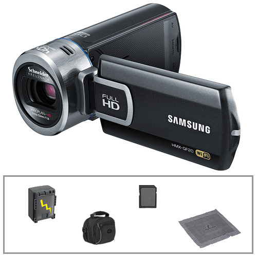Samsung HMX-QF20 HD Flash Wi-Fi Camcorder (Black) with Basic Accessories Kit