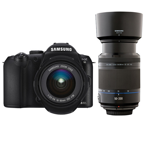 Samsung NX-10 Digital Camera with 18-55mm & 50-200mm Lenses B&H