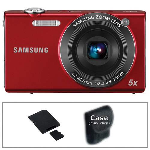 Samsung SH100 Digital Camera with Basic Accessory Kit (Red)