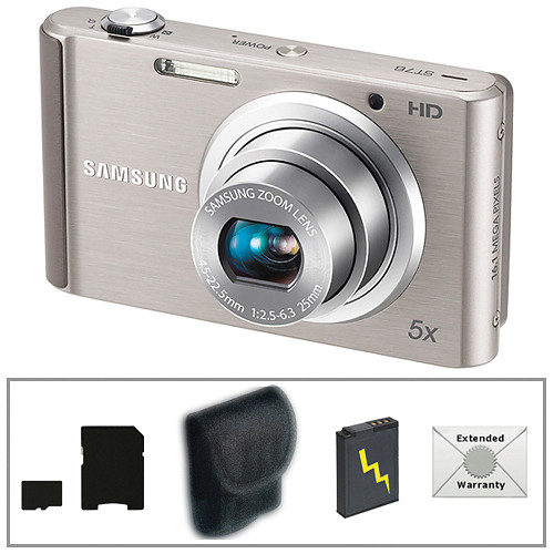 Samsung ST76 Compact Digital Camera (Silver) with Deluxe Accessory Kit