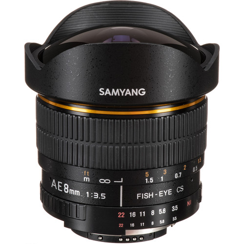 Samyang 8mm Ultra Wide Angle f/3.5 Fisheye Lens for Nikon w/Focus Confirm Chip