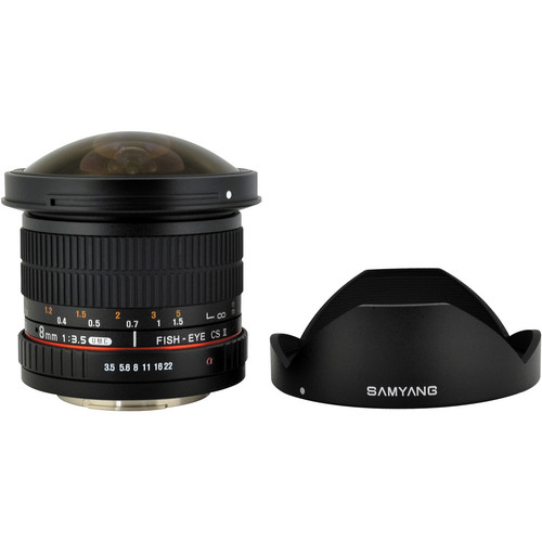 Samyang 8mm f/3.5 HD Fisheye Lens with Removable Hood SYHD8M-S