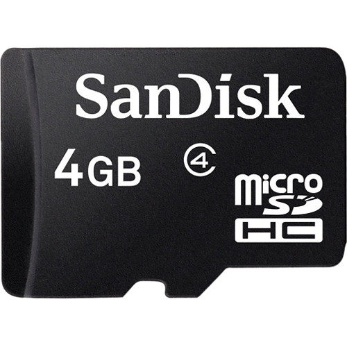 SANDISK 4GB microSDHC Memory Card Class 4 With SD Adapter
