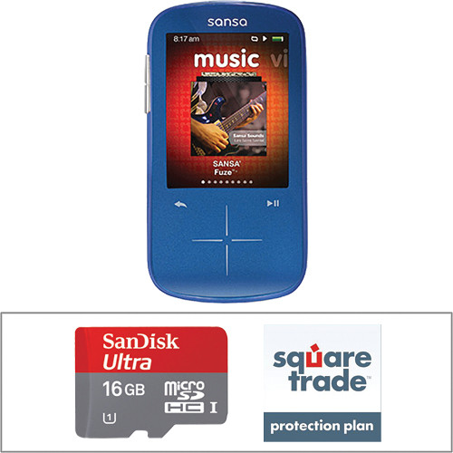 SanDisk Sansa Fuze + MP3 Player with Accessory Kit (4GB, Blue)