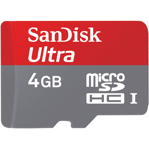 SANDISK 4GB microSDHC Memory Card Ultra Class 6 UHS-I with microSD Adapter