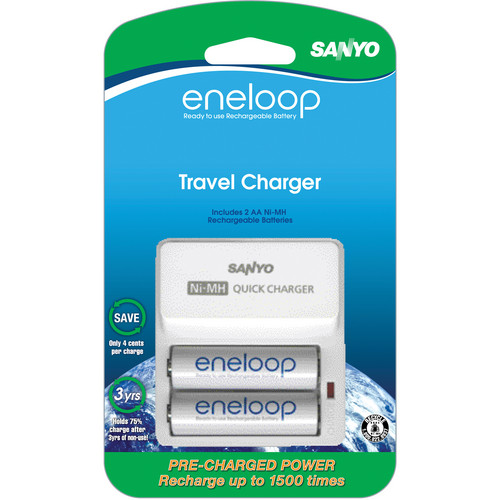 Sanyo SEC-TDR02N Battery Charger and 2 AA Batteries