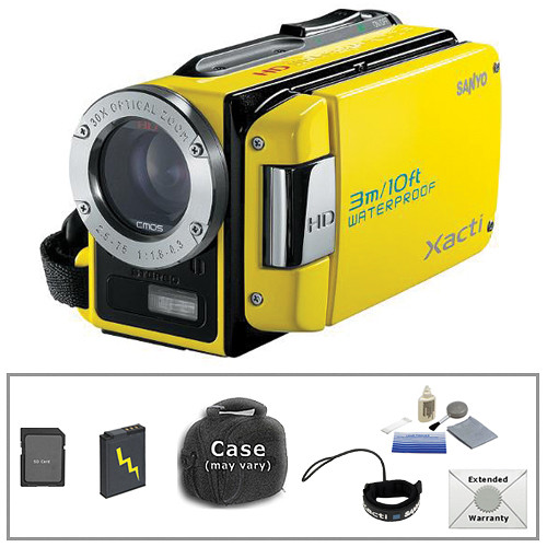 Sanyo Xacti VPC-WH1 720p HD Dual Camera Camcorder Advanced Kit (Yellow)