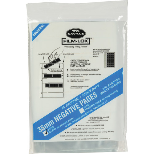 Savage Film-Lok Archival Storage Page for Negatives - 35mm - 25 Pack
