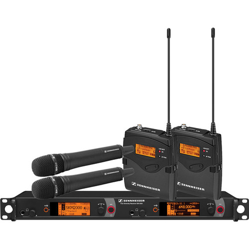 Sennheiser 2000 Series Dual Combo Wireless Microphone System (Black Handhelds, A: 516 to 558 MHz)