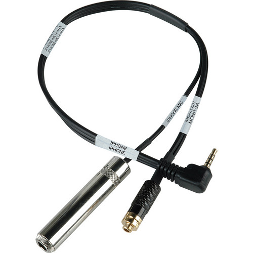 Sescom TRRS Right Angle to 1/4 Mic and 3.5mm Headphone Cable for iPhone/iPod/iPad (1')