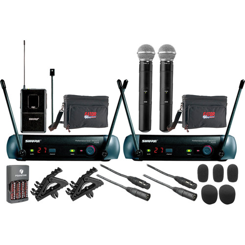 Shure PGX Series Dual Wireless Lavalier and Handheld Microphone Combo Kit (J6 / 572.250 - 589.875 MHz)