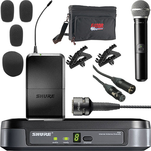 Shure BLX Series Basic Wireless Handheld Microphone and Lavalier Combo Kit (M15: 662 - 686 MHz)