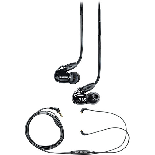 Shure SE315 Sound-Isolating In-Ear Stereo Earphones (Black) with Mic & Remote Cable Kit
