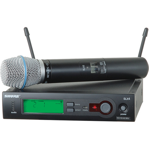 Shure SLX24/BETA87C Wireless Handheld Microphone System with Beta 87C Capsule (J3: 572 to 596 MHz)