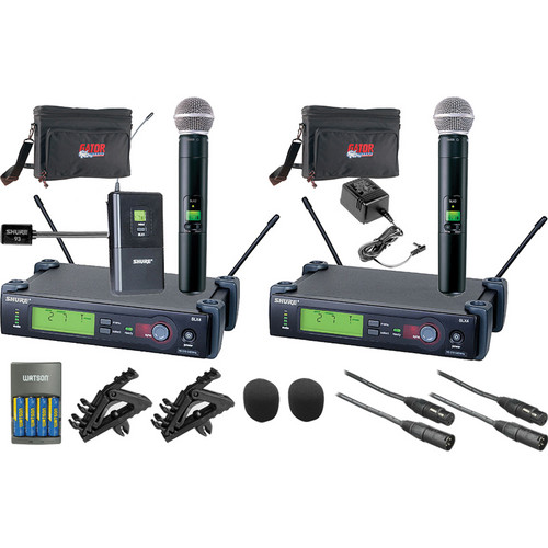 Shure SLX Series Dual Wireless Lavalier and Handheld Microphone Combo Kit (L4: 638 - 662 MHz)