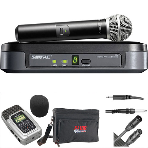 Shure Wireless Mic & Zoom H2 Portable Recorder Kit - Handheld Mic (H7)