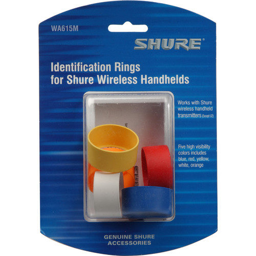 SHURE マルチカラーIDリング (5色1セット) PG PGX SLX BLX GLX-D QLX-D ULX-D UHF-R用 WA615M  bme6fzu Shure Multi-Colored Handheld Transmitter ID Rings WA615M B&H