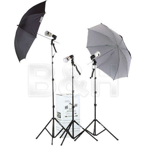 Smith-Victor KF3U Thrifty Location 3-Light Kit with Umbrellas
