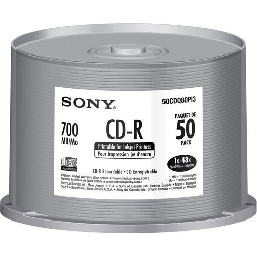 Sony Printable 700MB 80 Minute 48x CD-R Spindle (50 Pack)