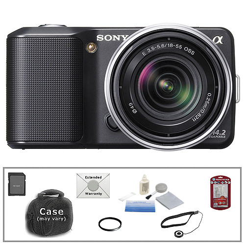 Sony Alpha NEX-3 Digital Camera w/18-55mm Lens & Basic Accessory Kit (Black)