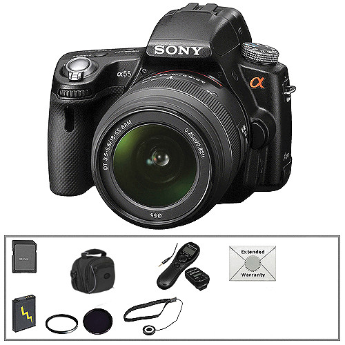 Sony Alpha SLT-A55 DSLR Digital Camera w/18-55mm Lens & Deluxe Accessory Kit