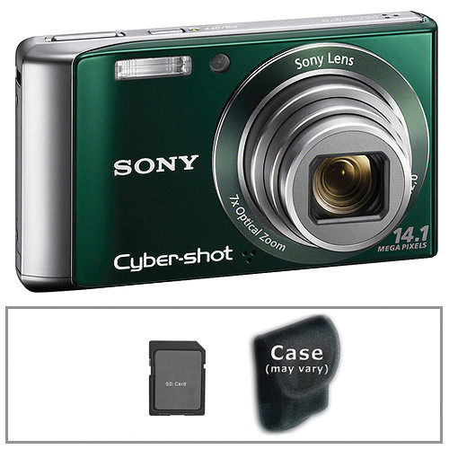 Sony DSC-W370 Digital Camera with Basic Accessory Kit (Green)