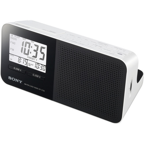 Sony ICF-C705 AM/FM Clock Radio (White) ICFC705 B&H Photo Video