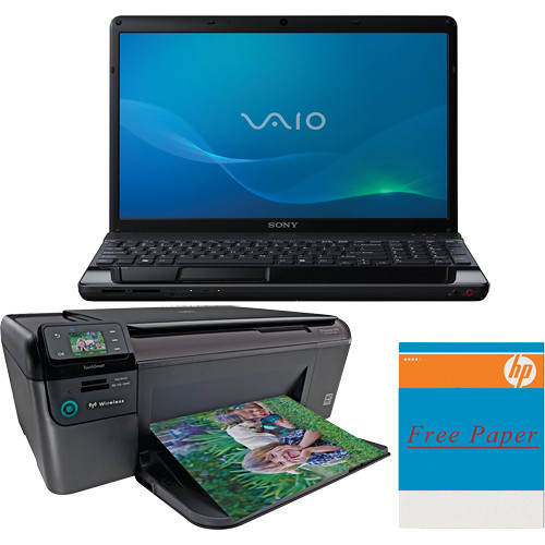 Sony VPCEE23FX/BI 15.5" Laptop Computer with Printer Kit