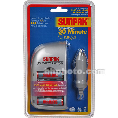 Sunpak 30-Minute Charger Kit with 4 "AA" NiMH Batteries (2500 mAh )