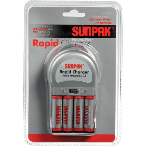 Sunpak 4x AA Ni-MH 2650 mAh Batteries With Rapid Charger Kit