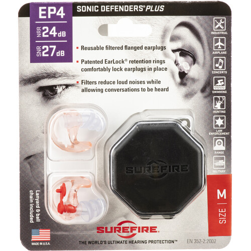 SureFire EP4 Sonic Defenders Plus Earplugs (Medium, Clear, 1 Pair)
