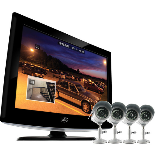 Svat 19" LCD Security System with 4 Surveillance Cameras