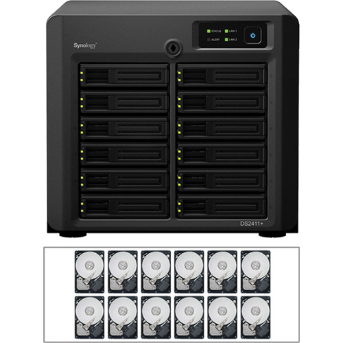 Synology DiskStation 24TB (5900rpm) DS2411+ 12-Bay NAS Server (12x 2TB Hard Drives)