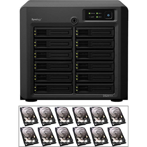 Synology DiskStation 24TB (7200rpm) DS2411+ 12-Bay NAS Server (12x 2TB Hard Drives)