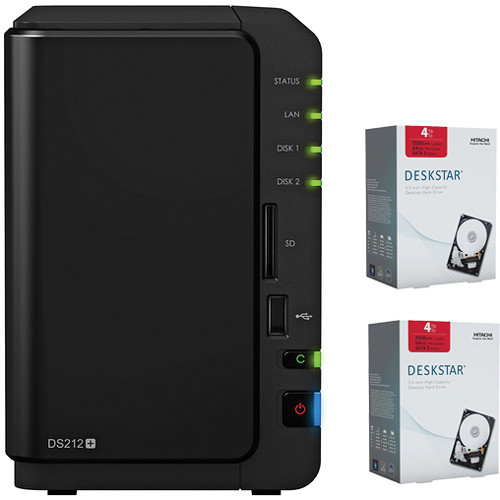 Synology DiskStation 8TB (7200rpm) DS212+ 2-Bay NAS Server for Business (2 x 4TB Hard Drives)