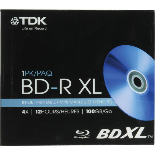TDK BD-R XL 100GB Inkjet Printable Disc (With Jewel Case)