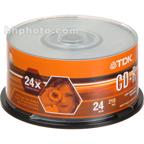 TDK Mini CD-R 210MB 24x Disc (25) CDR24CB25 B&H Photo Video