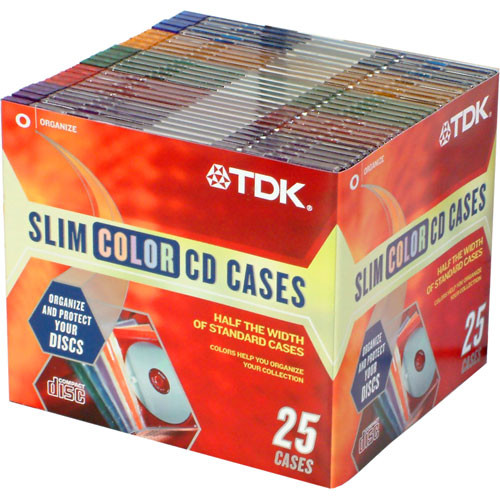 TDK Slim CD Multi-Color Jewel Case (25)