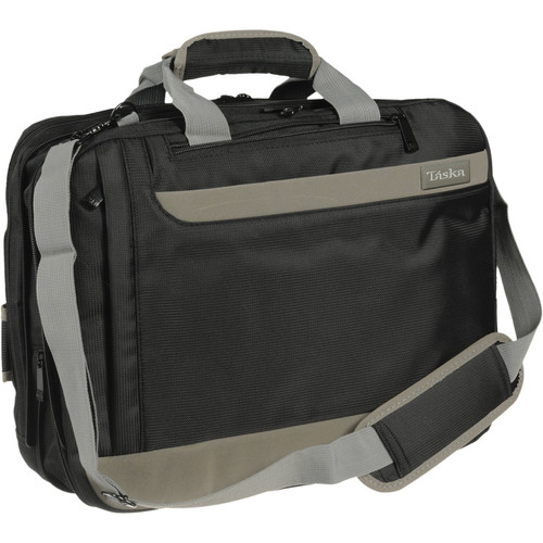 Taska Convertible Laptop Case (Black with Charcoal Stripes)