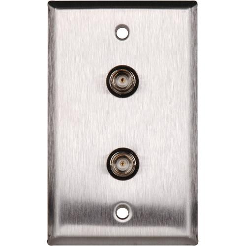TecNec WPL-1102/R Stainless Steel Wall Plate with (2) 75 Ohm BNC Female Barrel Connectors (Recessed)