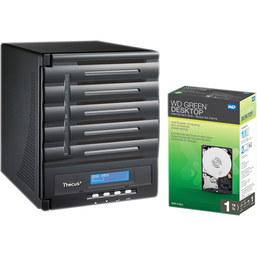 Thecus 5TB (5 x 1TB) Thecus N5550 5-Bay Enterprise Tower NAS Server with Hard Drives