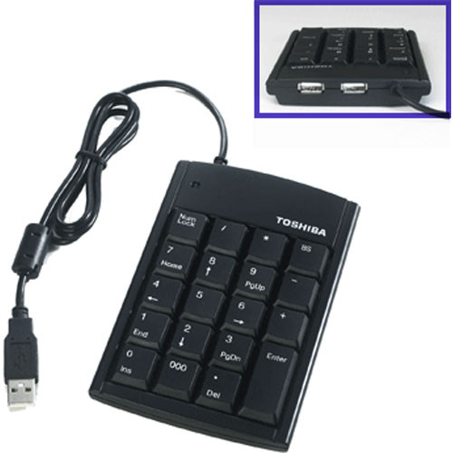 Toshiba Slim USB Numeric Keypad with 2-Port USB Hub