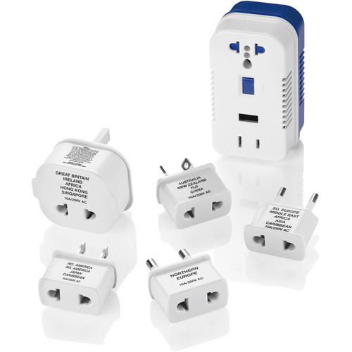 Travel Smart by Conair 2-Outlet 1875W Converter Set with USB Port and 5 Adapter Plugs