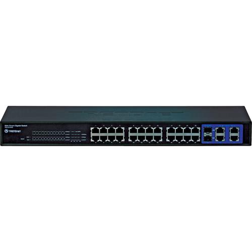 TRENDnet 24-Port 10/100Mbps Web Smart Switch with 4 Gigabit Ports and 2 Shared Mini-GBIC Slots