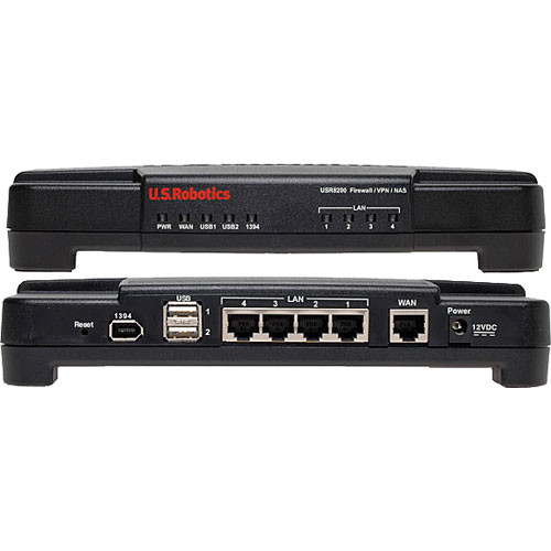 US Robotics 4-Port Internet Router with Firewall, VPN, NAS, and Print Server