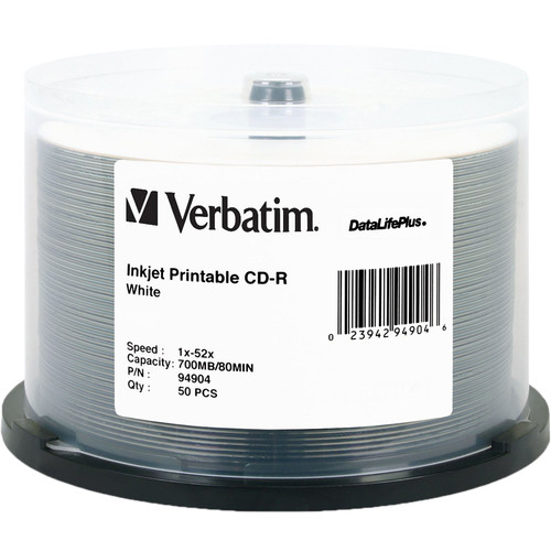 Verbatim CD-R White Inkjet Printable Disc (50)