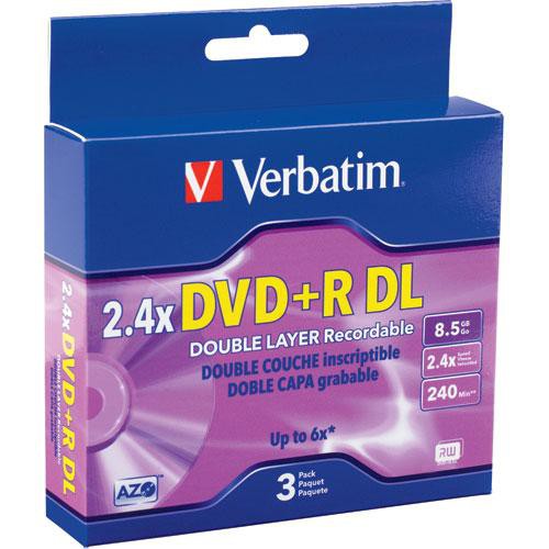 Verbatim DVD+R Double Layer Recordable Disc in Jewel Case (Pack of 3)